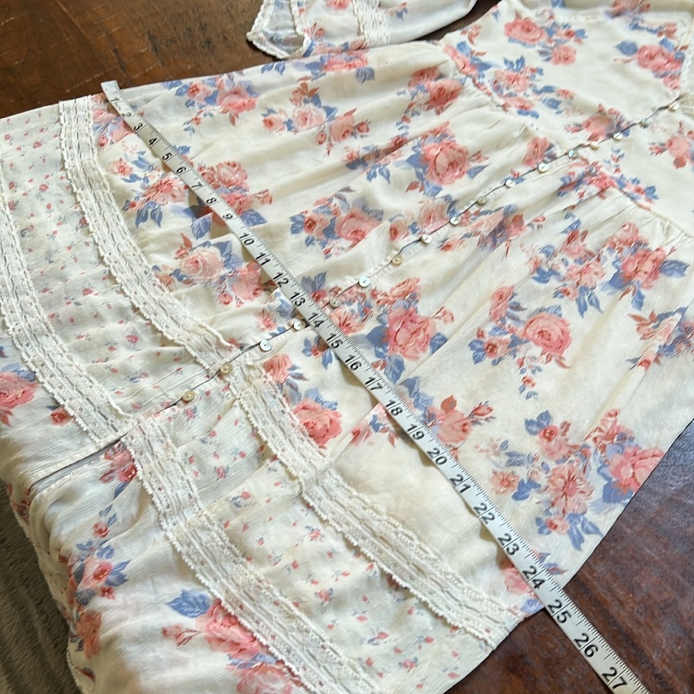 A COLLECTIVE STORY Empire Waist Tiered Maxi Dress Bohemian Floral Pink Size S - Picture 13 of 16